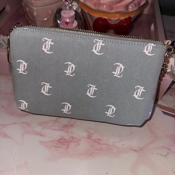 Juicy Couture Light Blue Denim Logo Dual-Zip Pouch - Picture 5 of 8